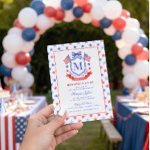 Patriotic Red White & I Do Monogram Bridal Shower