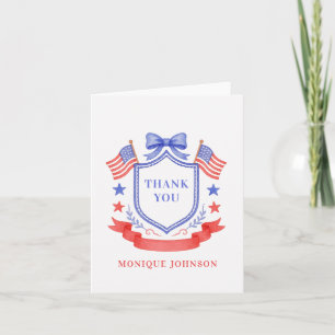 Patriotic Red White & I Do Monogram Bridal Shower Thank You Card