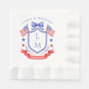 Patriotic Red White & I Do Monogram Wedding Napkin