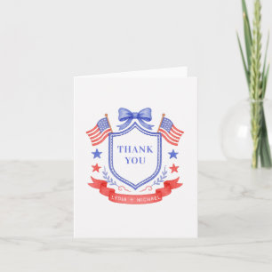 Patriotic Red White & I Do Monogram Wedding Thank You Card
