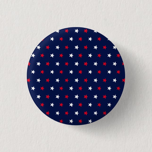 Patriotic red white navy blue stars holiday modern 1 inch round button (Front)