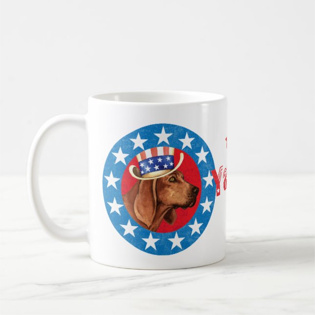 Patriotic Redbone Coonhound Coffee Mug (Left)