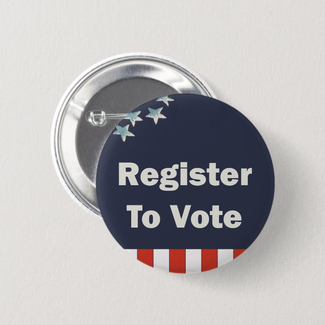 Patriotic Register to Vote 2 Inch Round Button (Front & Back)