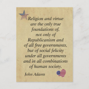 Patriotic Religious Quote John Adams Postcard