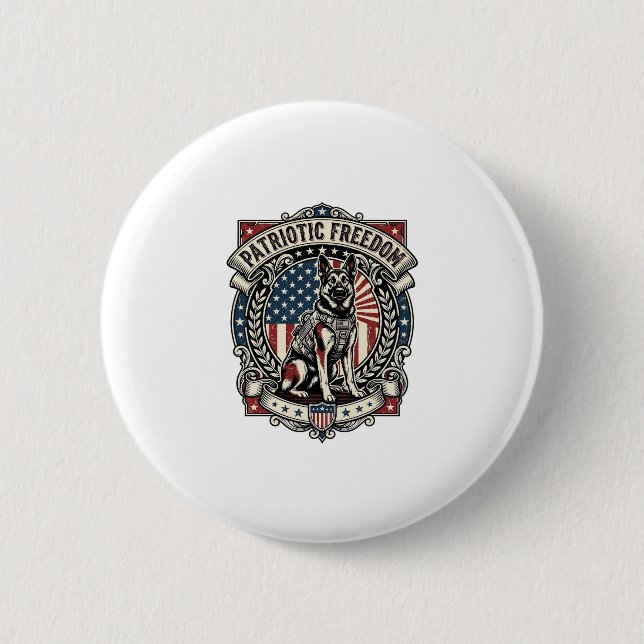 Patriotic Rescue Dog 2 Inch Round Button (Front)