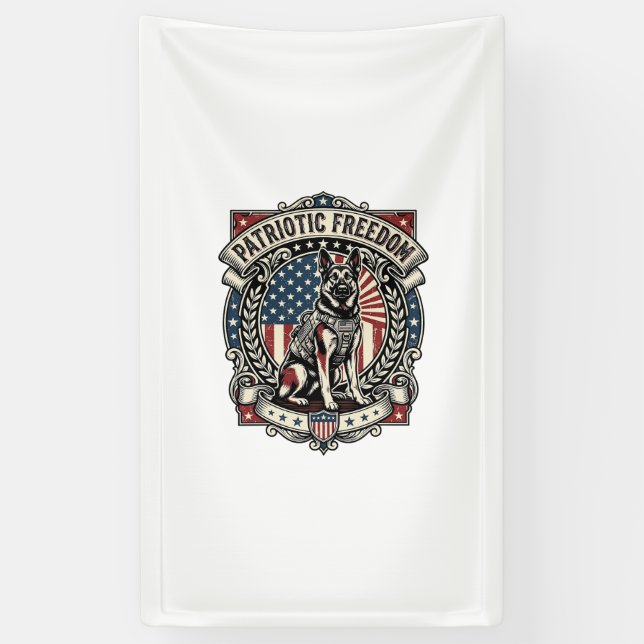 Patriotic Rescue Dog Banner (Vertical)