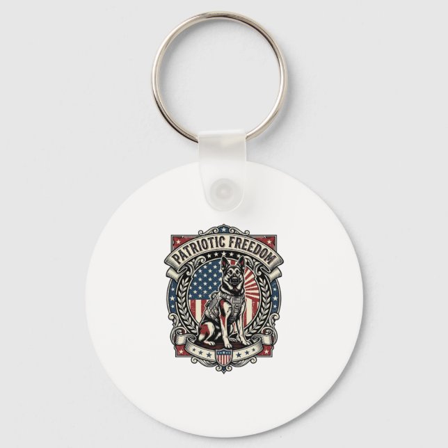 Patriotic Rescue Dog Keychain (Front)
