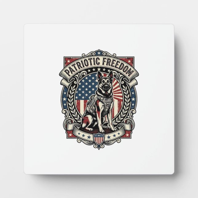 Patriotic Rescue Dog Plaque (Front)
