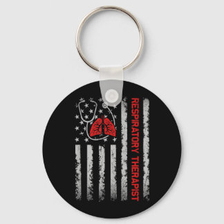 Patriotic Respiratory Thvibespist Rt Care Week Keychain