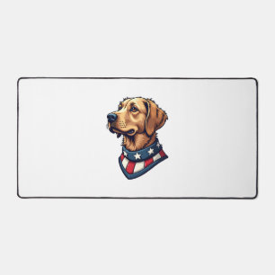 Patriotic Retriever Mascot Vintage Dog Tee 4 Desk Mat