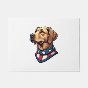 Patriotic Retriever Mascot Vintage Dog Tee 4 Doormat
