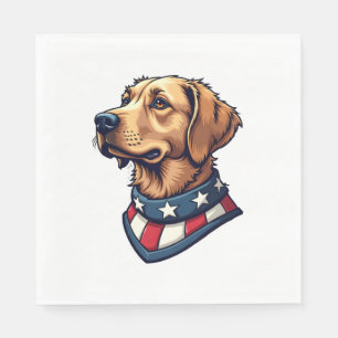 Patriotic Retriever Mascot Vintage Dog Tee 4 Napkin