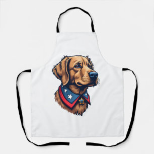 Patriotic Retriever Mascot Vintage Dog Tee Apron