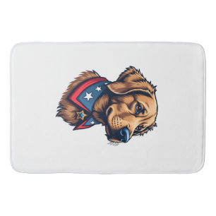 Patriotic Retriever Mascot Vintage Dog Tee Bath Mat