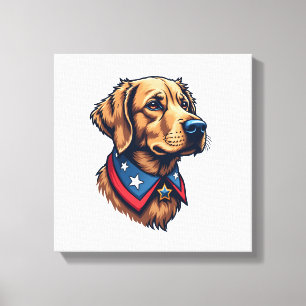 Patriotic Retriever Mascot Vintage Dog Tee Canvas Print