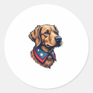 Patriotic Retriever Mascot Vintage Dog Tee Classic Round Sticker