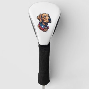 Patriotic Retriever Mascot Vintage Dog Tee Golf Head Cover