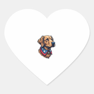 Patriotic Retriever Mascot Vintage Dog Tee Heart Sticker