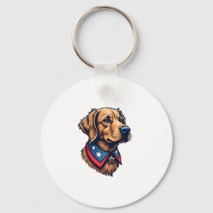 Patriotic Retriever Mascot Vintage Dog Tee Keychain