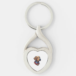 Patriotic Retriever Mascot Vintage Dog Tee Keychain