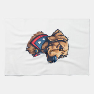 Patriotic Retriever Mascot Vintage Dog Tee Kitchen Towel