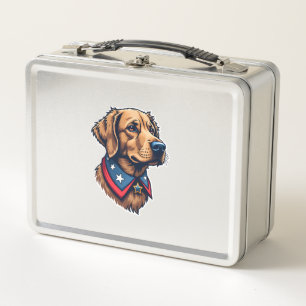 Patriotic Retriever Mascot Vintage Dog Tee Metal Lunch Box