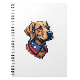Patriotic Retriever Mascot Vintage Dog Tee Notebook