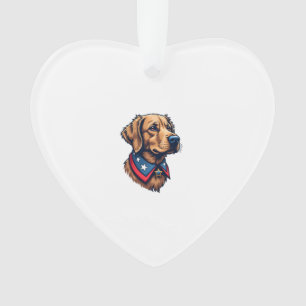 Patriotic Retriever Mascot Vintage Dog Tee Ornament