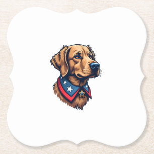 Patriotic Retriever Mascot Vintage Dog Tee Paper Coaster