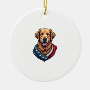 Patriotic Retriever Pride Vintage Dog Shirt 4 Ceramic Ornament