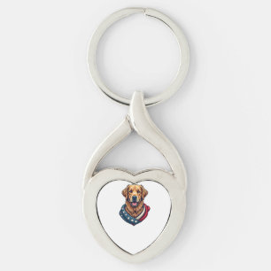 Patriotic Retriever Pride Vintage Dog Shirt 4 Keychain