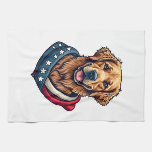 Patriotic Retriever Pride Vintage Dog Shirt 4 Kitchen Towel