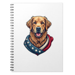 Patriotic Retriever Pride Vintage Dog Shirt 4 Notebook