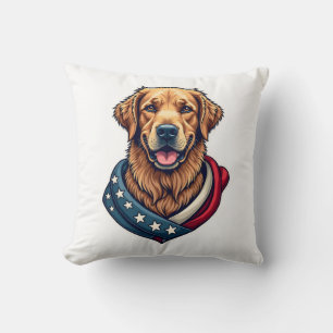 Patriotic Retriever Pride Vintage Dog Shirt 4 Throw Pillow