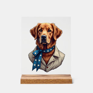 Patriotic Retriever Pride Vintage Dog Shirt Acrylic Sign