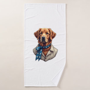 Patriotic Retriever Pride Vintage Dog Shirt Bath Towel