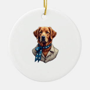 Patriotic Retriever Pride Vintage Dog Shirt Ceramic Ornament