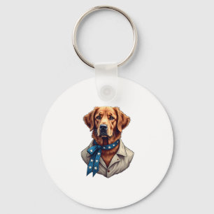 Patriotic Retriever Pride Vintage Dog Shirt Keychain