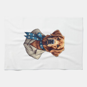 Patriotic Retriever Pride Vintage Dog Shirt Kitchen Towel