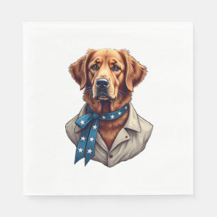 Patriotic Retriever Pride Vintage Dog Shirt Napkin