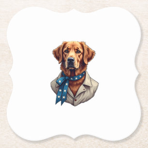 Patriotic Retriever Pride Vintage Dog Shirt Paper Coaster