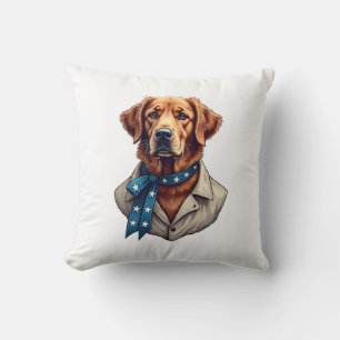 Patriotic Retriever Pride Vintage Dog Shirt Throw Pillow