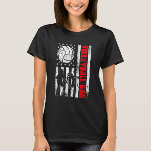 Patriotic Retro Usa American Flag Volleyball Dad 4 T-Shirt