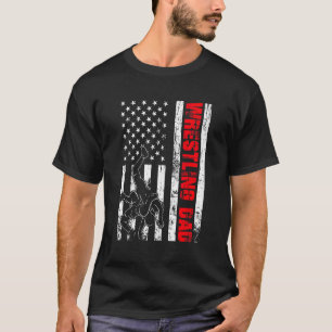 Patriotic Retro Usa American Flag Wrestling Dad 4t T-Shirt