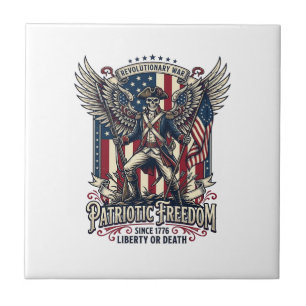Patriotic Revolutionary War Skeleton Dark Patriot  Tile