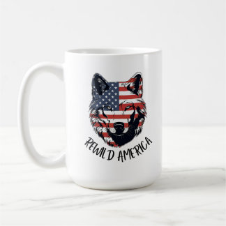 Patriotic Rewild America Wolf Coffee Mug
