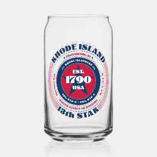 Patriotic Rhode Island Typography Drinkware Set Can Glass