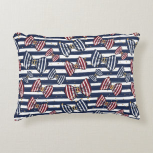 Patriotic Ribbon Stripes Pattern Accent Pillow