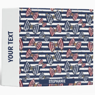 Patriotic Ribbon Stripes Pattern Binder