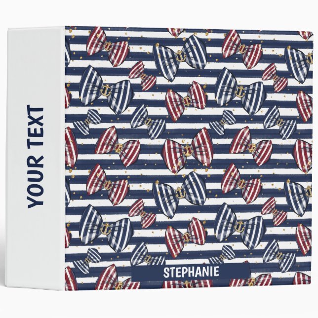 Patriotic Ribbon Stripes Pattern Binder (Front/Spine)